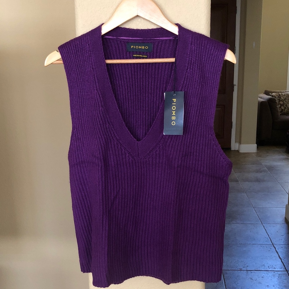 Piombo Deep Purple V-Neck Sweater Vest L